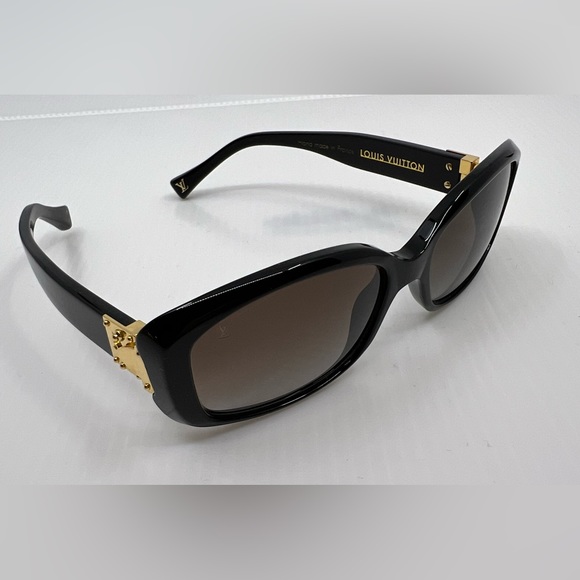 Louis Vuitton Soupcon PM Black Gold-Hinged Sunglasses - Picture 1 of 16